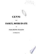 Cenni sulle facolta, doveri ed atti del parlamento italiano di febbraro 1861