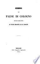 Cenno del paese di Cologno risguardante lo stato presente ed il passato
