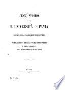 Cenno storico sulla R. Università di Pavia