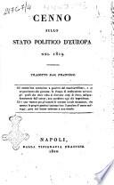 Cenno sullo stato politico d'Europa. Tradotto dal francese