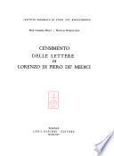 Censimento delle lettere di Lorenzo di Piero de ̕Medici