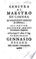 Censura al maestro di camera di Francesco Sestini da Bibiena