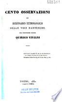 Cento Osservazioni al dizionario etimologico delle voci dentesche