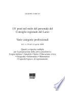 Centotrentuno posti nel ruolo del personale del Consiglio regionale del Lazio