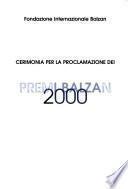 Cerimonia per la proclamazione dei Premi Balzan