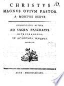 Christus magnus ovium pastor a mortuis redux