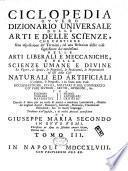 Ciclopedia ovvero dizionario universale delle arti e delle scienze