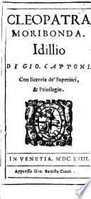 Cleopatra moribonda. Idillio di Gio. Capponi