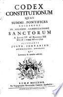Codex Constitutionum quas summi Pontifices ediderunt in solemni canonizatione Sanctorum