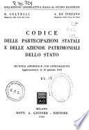 Codice delle participazioni statalie delle aziende patrimoniali dello Stato