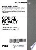 Codice privacy. Lavoro. Normativa nazionale, comunitaria e pareri WP