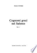Cognomi greci nel Salento