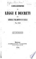 Collezione di leggi e decreti del General Parlamento di Sicilia nel 1848