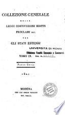 Collezione generale delle leggi, costituzioni, editti, proclami ec. per gli Stati Estensi
