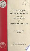 Colloque international sur la recherche en domaine occitan