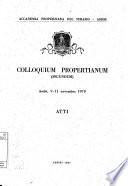 Colloquium Propertianum secundum: atti: Assisi, 9-11 novembre 1979
