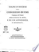 Colpo d'occhio sul Congresso di Ems