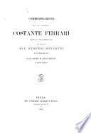 Commemorazione del cav. colonnello Costante Ferrari fatta a Villa Serraglio il 27 maggio 1894