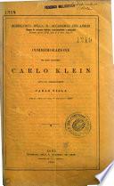 Commemorazione del socio straniero Carlo Klein