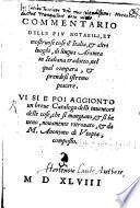 Commentario Delle Piv Notabili, Et mostruose cose d'Italia, & altri luoghi