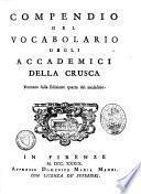 Compendio del Vocabolario degli Academici della Crusca