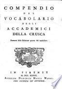 Compendio del vocabulario degli academici della crusca