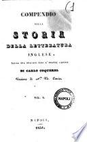 Compendio della storia della letteratura inglese dalla sua origine sino a' nostri giorni di Carlo Coquerel