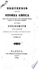 Compendio della storia greca dalla sua origine fino alla riduzione della Grecia in provincia romana del dottor Goldsmith