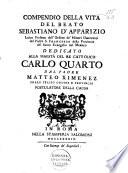 Compendio della vita del beato Sebastiano d'Apparizio