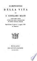 Compendio della vita di S. Girolamo Miani, ... fondatore della congregazione de'clerici regolari Somaschi
