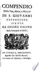 Compendio della vita, morte e miracoli di S. Giovanni Nepomuceno