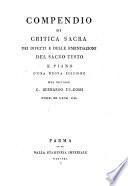 Compendio di critica sacra