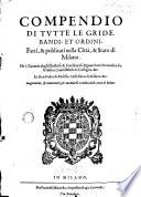 Compendio di tutte le gride, bandi, et ordini