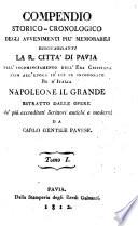 Compendio storico-cronologico degli avvenimenti piu memorabili risguardanti la citta di Pavia