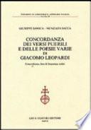 Concordanza dei versi puerili e delle poesie varie di Giacomo Leopardi