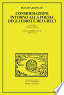 Considerazioni intorno alla poesia degli Ebrei e dei Greci