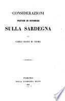 Considerazioni politiche ed economiche sulla Sardegna