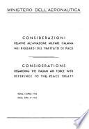 Considerazioni relative all'aviazione militare italiana nei riguardi del trattato di pace