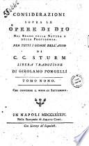 Considerazioni sopra le opere di Dio nel regno della natura e della providenza. Per tutti i giorni dell'anno di C.C. Sturm libera traduzione di Girolamo Pongelli. Tomo primo [-duodecimo]