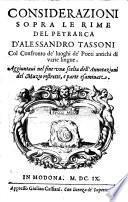 Considerazioni sopra rime del Petrarca, col confronto de'luoghi de poeti antichi di varie lingue (etc.).