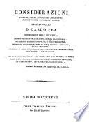 Considerazioni storiche, fisiche, geologiche, idrauliche, architettoniche, economiche, critiche dell'avvocato Carlo Fea, commissario delle antichità...