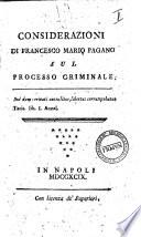 Considerazioni sul processo criminale di Francesco Mario Pagano