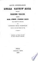 Considerazioni sulla cattiv'aria della Maremme