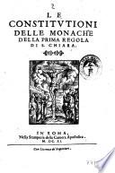 Constitutioni delle monache della Prima Regola di S. Chiara