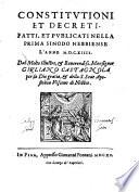 Constitutioni et decreti. Fatti, et publicati nella prima sinodo nebbiense l'anno 1614. Dal molto illustre, & reuerendiss, Monsignor Giuliano Castagnola per la Dio gratia, & della S. Sede Apostolica vescouo di Nebbio