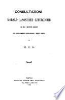 Consultazioni morali-canoniche-liturgiche