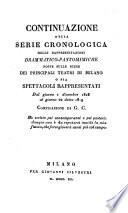 Continuazione Della Serie Cronologica Delle Rappresentazioni Drammatico-Pantomimiche Poste Sulle Scene dei Principali Teatri di Milano  