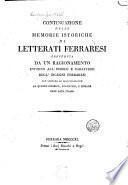 Continuazione delle Memoire istoriche di letterati ferraresi