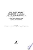 Contratti agrari e rapporti di lavoro nell'Europa medievale