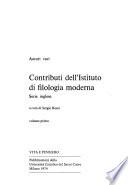Contributi Dell'Istituto Di Filologia Moderna